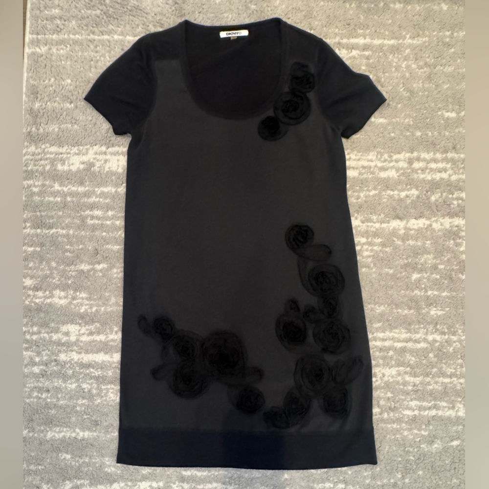 DKNYC Black Knit Top with Logo Trim